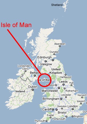 Isle of Man's location in Irish Sea